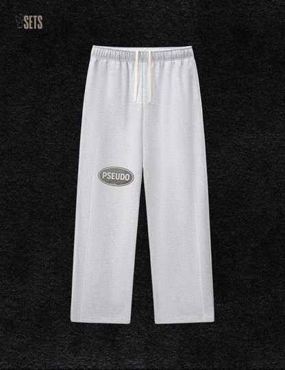 Grey Contrast-Stitched Sweatpants