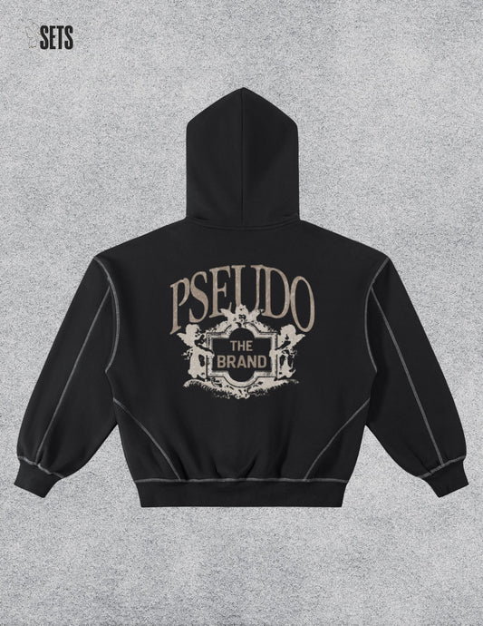 Black Contrast-Stitched Zip-Up