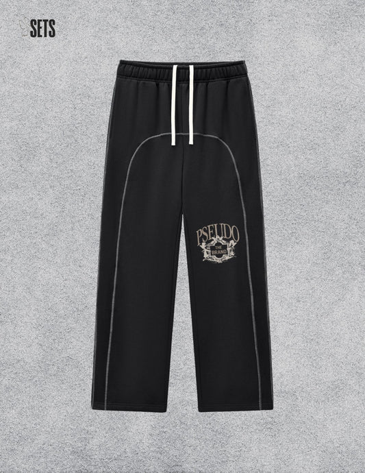 Black Contrast-Stitched Sweatpants
