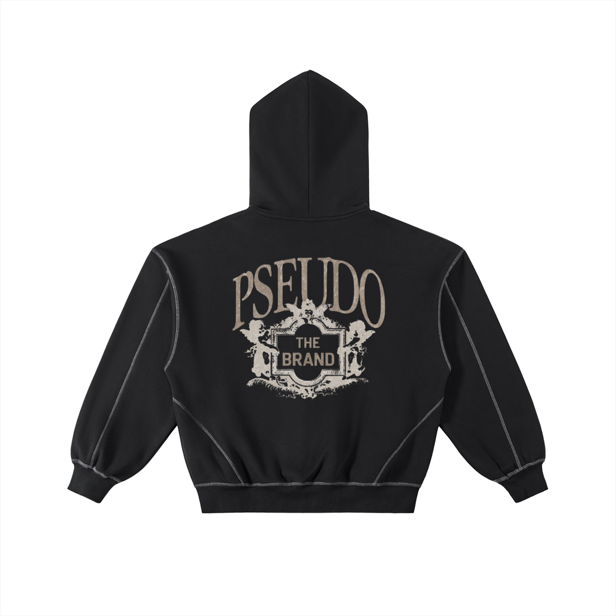 Contrast-Stitched Boxy Fleece Zip Hoodie