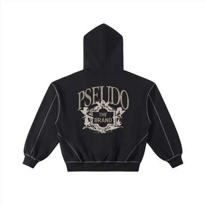 Contrast-Stitched Boxy Fleece Zip Hoodie