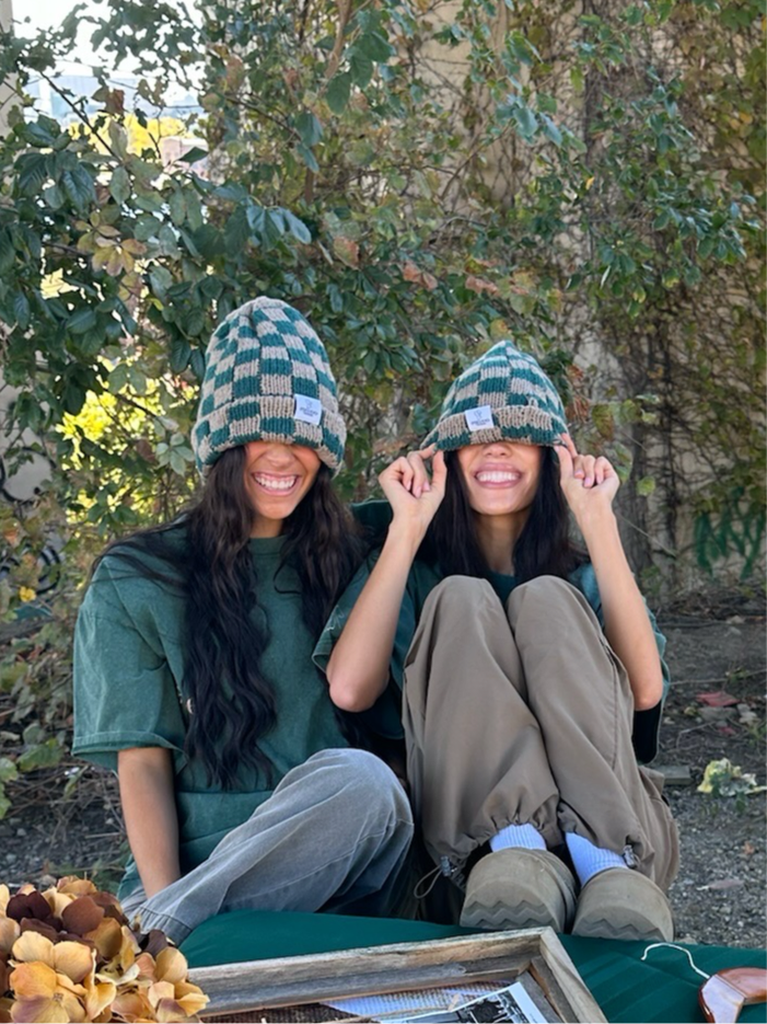 Companion Beanie - Ivy & Tan Checkered