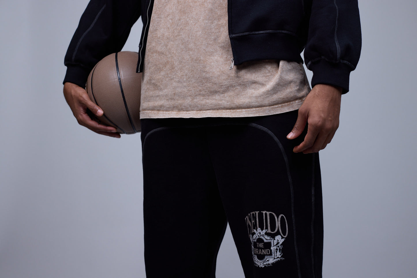 Black Contrast-Stitched Sweatpants