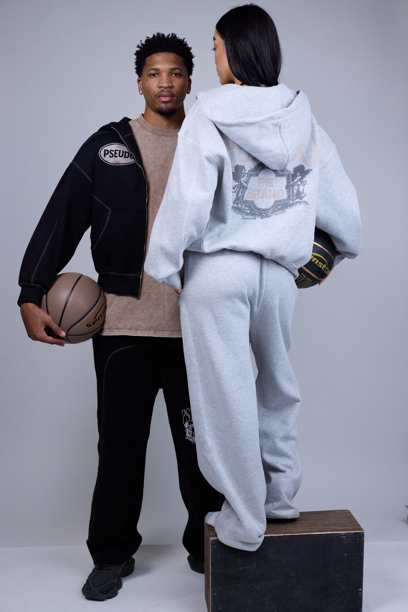 Black Contrast-Stitched Sweatpants