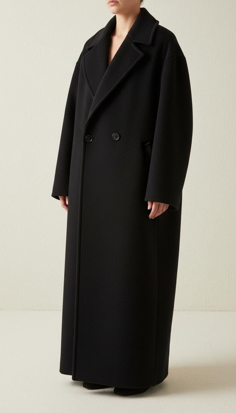 Oversized Black Wool Coat